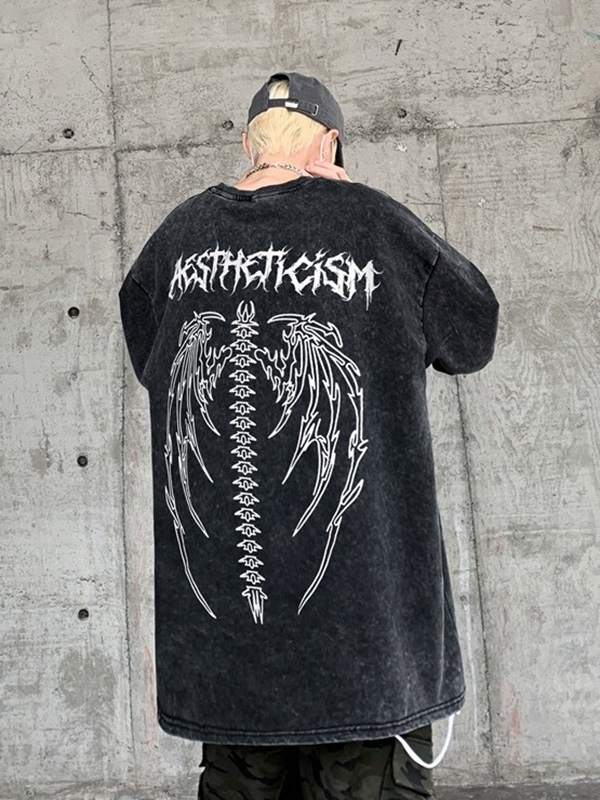 Men's Wing Print Oversized Short Sleeve Tee-2