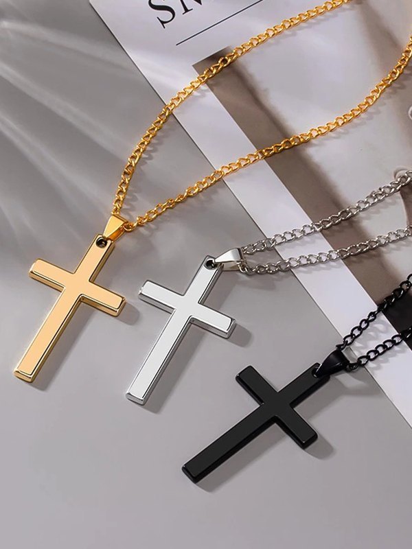 Men's Cross Pendant Necklace-3