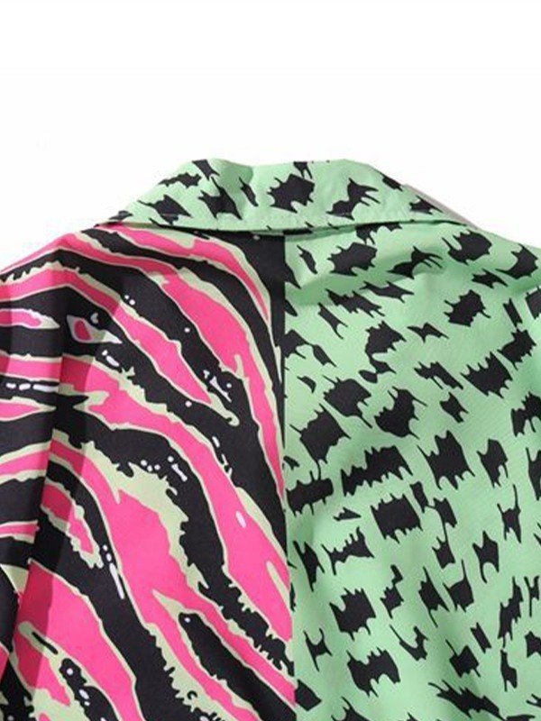 Men's Patchwork Animal Print Shirt-1