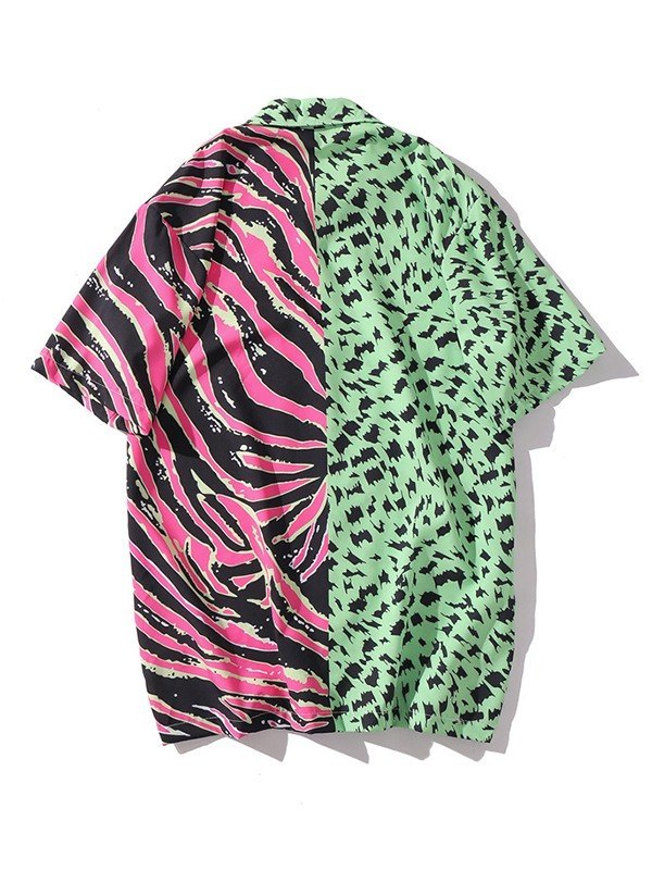 Men's Patchwork Animal Print Shirt-2