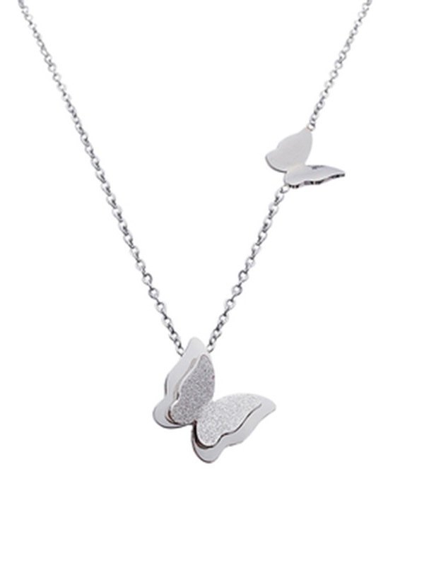 Layered Butterfly Charm Necklace-1
