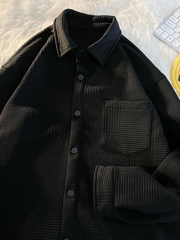 Men's Jacquard Button Down Long Sleeve Shirt-1