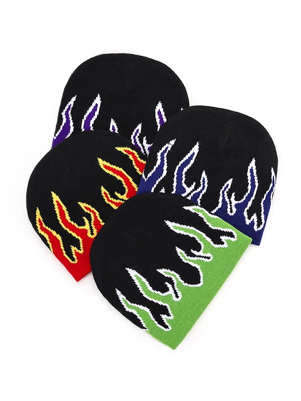 Flame Print Beanie Hat-1