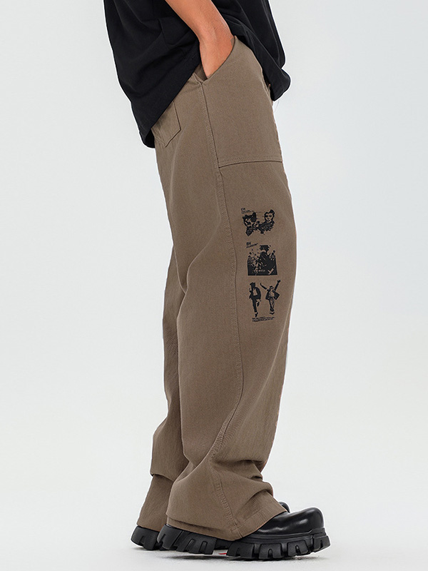 Men's Retro Pattern Casual Straight Leg Pants-2